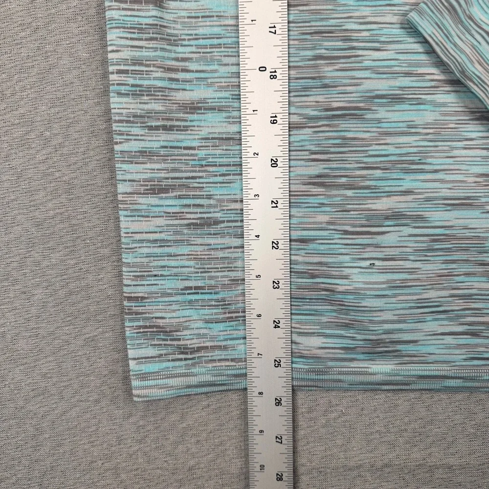 Nike Running Shirt Womens M Turquoise Grey Dri-FIT Long Sleeve Space Dye Top